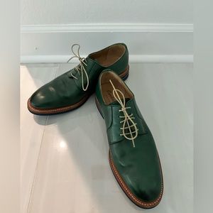 Hand crafted Oxford Men’s Green Leather Shoes